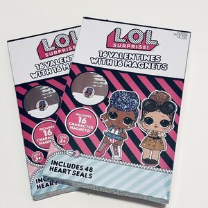 2 Boxes of LOL Surprise Valentines Cards  School Classroom w/ Matching Magnets